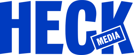 Blue word logo which reads Heck Media